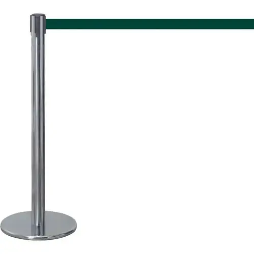 Contemporary Chrome Stanchion With Hunter Green Tape Contemporary Chrome Stanchion With Hunter Green Tape