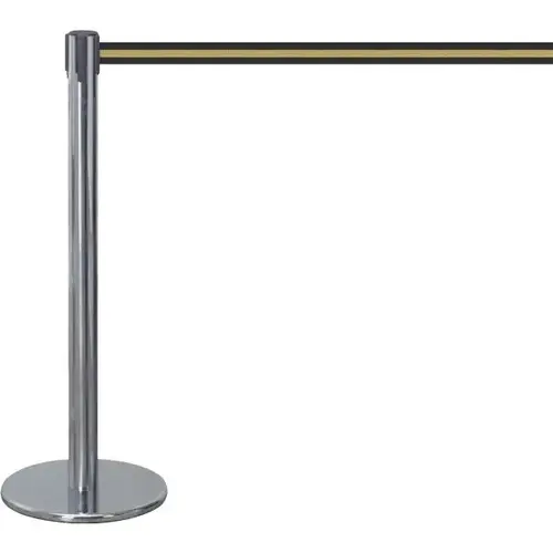 Contemporary Chrome Stanchion With Black And Gold Tape Contemporary Chrome Stanchion With Black And Gold Tape