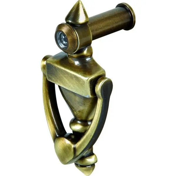GENERIC PRIVATE BRAND 2-1/2 In Brass Door Knocker And 160 Degree Viewer (Antique Brass) 874155