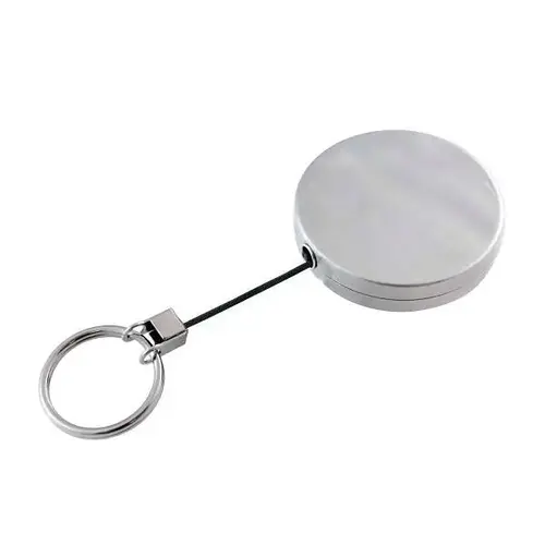 Heavy Duty Retractable Key Chain , Belt Clip , 42" Nylon Cable , Chr