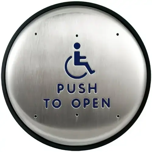 10pbr1 Push Plate 6" Round "Push To Open" Text And Handicap Logo