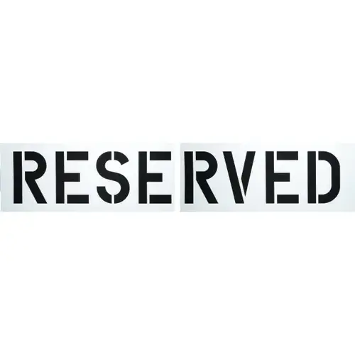 "Reserved" Parking Lot Stencil, 12" Letters, 80 X 16" "Reserved" Parking Lot Stencil, 12" Letters, 80 X 16"