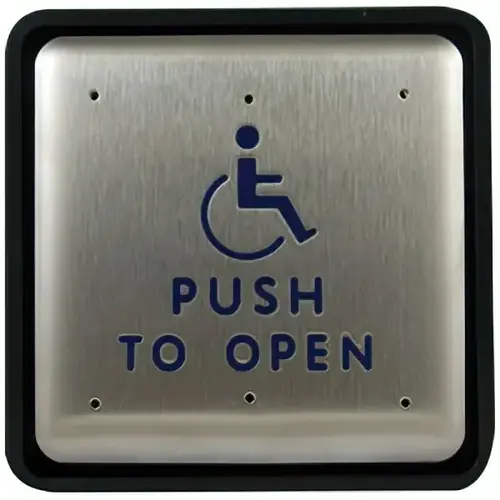 10pbs1 Push Plate 4-3/4" Square "Push To Open" Text And Handicap Logo