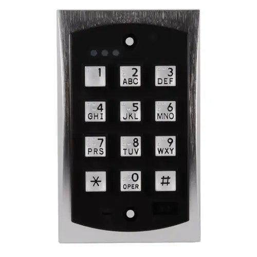 2000em Indoor/Outdoor Flush-Mount Access Control Keypad Brushed Metal