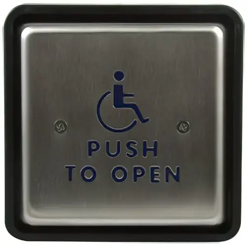 10pbs451 Push Plate 4-1/2" Square "Push To Open" Text And Handicap Logo