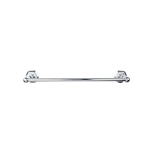 Edwardian Bath Single Towel Bar 30" Center to Center with Hex Backplate Polished Chrome