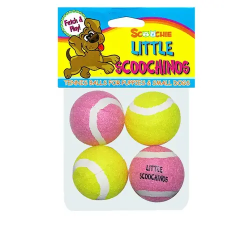 4 Pack Little Scoochinos Puppy Tennis Balls