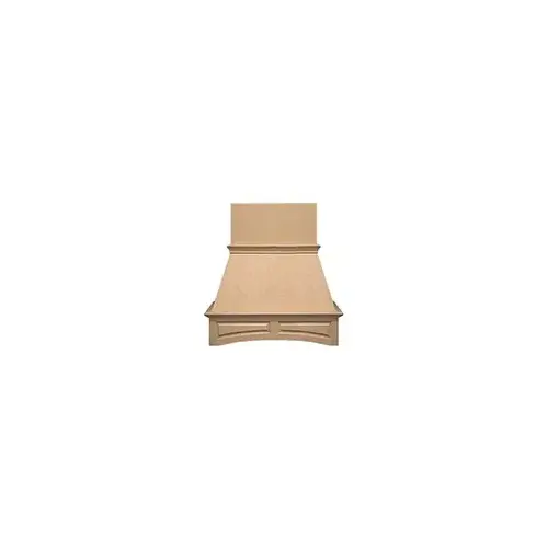 VMI 36"W Red Oak Arched Raised Panel Island Top Mount Range Hood, Liner Sold Separately