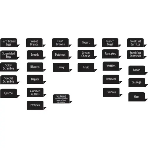 Breakfast Easel Set With 28 Pre-Printed Labels For Breakfast Items