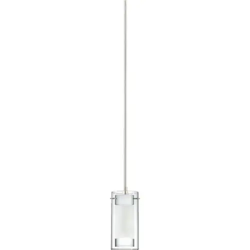 One-Light Mini-Pendant Brush Nickel White Clear Edge/Outer Glass