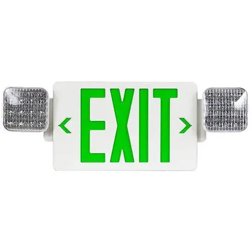 3.5w 120v Or 277v Integrated Led White And Green Exit Sign With Headlights