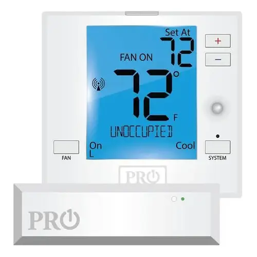 Digital Wireless PTAC Thermostat, Non-Programmable, Heat Pump/Conventional