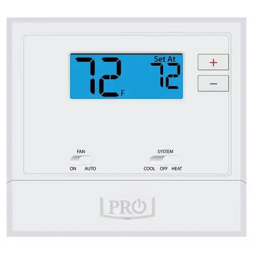 Digital Thermostat, Non-Programmable, Single Stage, 1 Heat, 1 Cool