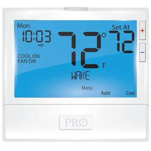 Digital Thermostat, Programmable, Single Stage, 1 Heat, 1 Cool Only