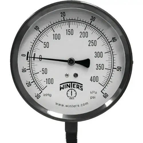 100 Series Gauge, Steel, 3.5", 0/100 Psi/Kpa, 1/4" Npt, Brass Socket