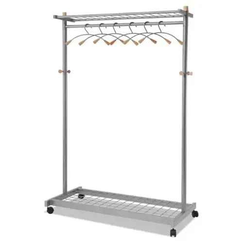 Garment Rack,2-Sided, 2-Shelf, 6 Hanger 44.8x21.67x70.8 Silver Steel/Wood