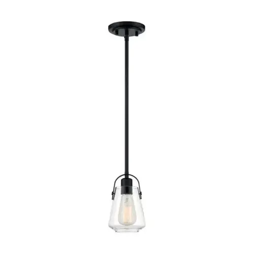 Skybridge 1 Light Mini Pendant Fixture, Matte Black, Clear Glass Skybridge 1 Light Mini Pendant Fixture, Matte Black, Clear Glass