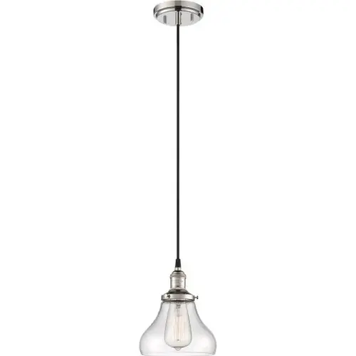 7 In. 1-Light Pendant Fixture W/ Pear Clear Shade (Polished Nickel) 7 In. 1-Light Pendant Fixture W/ Pear Clear Shade (Polished Nickel)