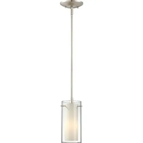 One-Light Mini Pendant Fixture Etched White Glass Brushed Nickel One-Light Mini Pendant Fixture Etched White Glass Brushed Nickel