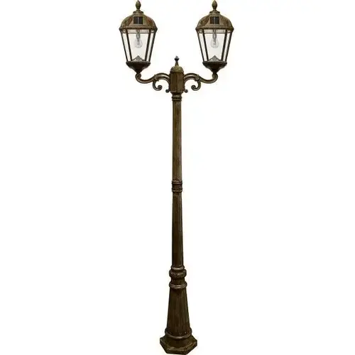Royal Bulb Double Solar Lamp And Post 89-Inch 240lm Weathered Bronze