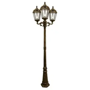 Gama Sonic 98B303 Royal Bulb Triple Solar Lamp And Post 89-Inch, 360lm Weathered Bronze