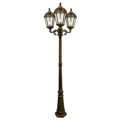 Royal Bulb Triple Solar Lamp And Post 89-Inch, 360lm Weathered Bronze