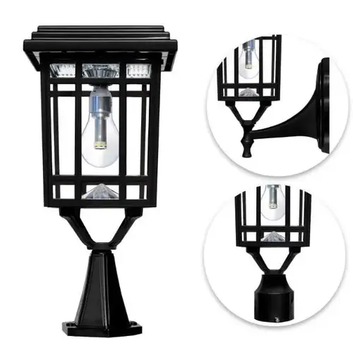 Prairie Bulb Solar Light 3 Inch Mounts, 1.3 Watts, Black