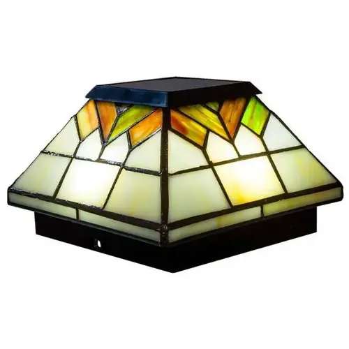 5 X 5/4 X 4/3.5 X 3.5 Inch Stained Glass Wellington Solar Post Cap