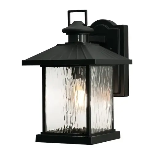 Lennon 14 In. 1-Light Med Base Outdoor Sconce Black 120v, Clear Water Glass Lennon 14 In. 1-Light Med Base Outdoor Sconce Black 120v, Clear Water Glass