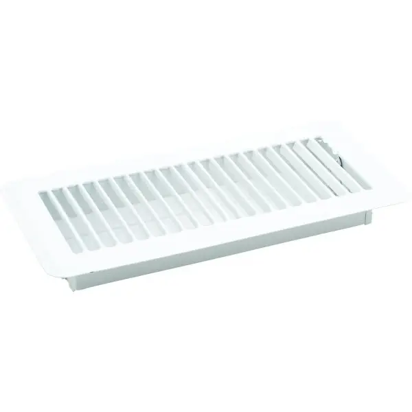 GENERIC PRIVATE BRAND White Floor Register 4 In. X 14 In. Duct Size With Multi-Shutter Damper Powder-Coated 253003