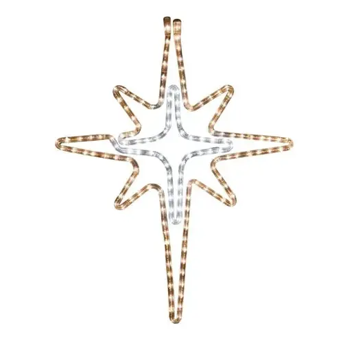 28" Bethlehem Star With Cross Center, Warm White/Cool White