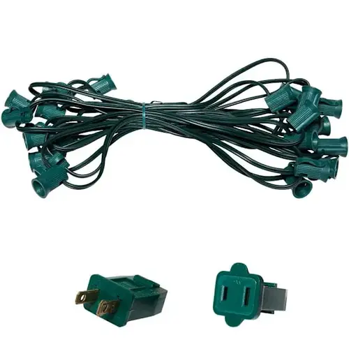 C7 E12 Light Stringer, Commercial Grade, Green, 25 ft Length