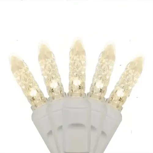 70 M5 LED Icicle Lights On White Wire, Warm White, 7 ft