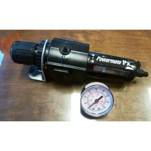 3/8 Air Line Filter & Regulator, Clear Bowl W/ Gauge