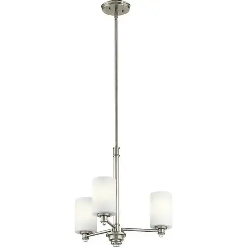 3-Light Chandelier With Shades Brushed Nickel 3-Light Chandelier With Shades Brushed Nickel