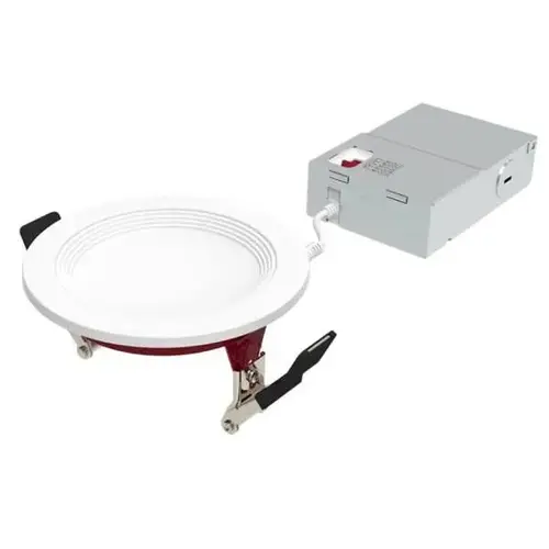 Fire Rated Slim Downlight, Baffle Trim, Select Cct, 11 Watt, 4", White Fire Rated Slim Downlight, Baffle Trim, Select Cct, 11 Watt, 4", White