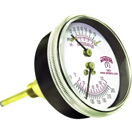 2-1/2" Dial Tridicator 0-75 PSI 30-240 degreeF Center Back Extended Mount 2-1/2" Dial Tridicator 0-75 PSI 30-240 degreeF Center Back Extended Mount