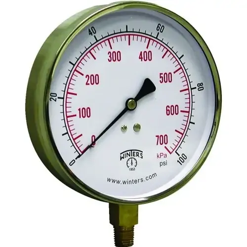 4-1/2" Dial 0-100 Psi Contractor Gauge With Bottom Mount 4-1/2" Dial 0-100 Psi Contractor Gauge With Bottom Mount