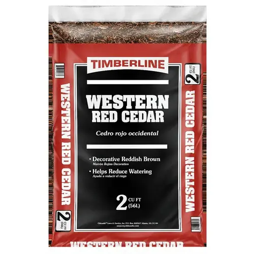 Timberline Cedar Mulch, Shredded, Red, 2 cu-ft Bag Timberline Cedar Mulch, Shredded, Red, 2 cu-ft Bag