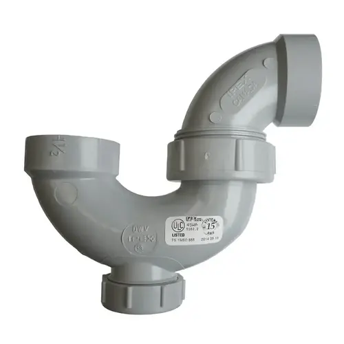Homerite System 15 Series DWV P-Trap Union with Cleanout, 1-1/2 in, Hub x Hub, PVC, Gray, SCH 40 Schedule Homerite System 15 Series DWV P-Trap Union with Cleanout, 1-1/2 in, Hub x Hub, PVC, Gray, SCH 40 Schedule