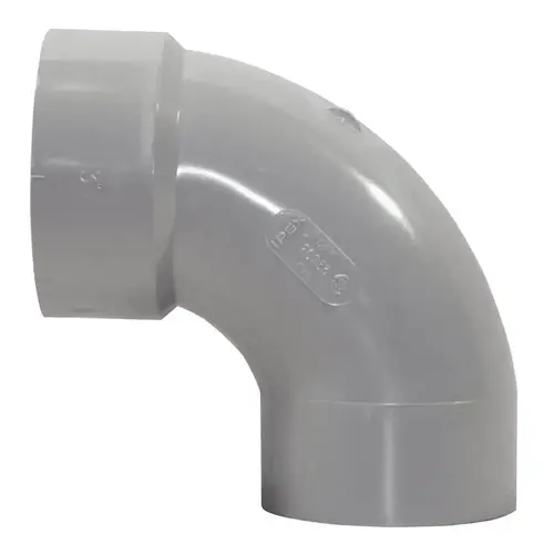Homerite System 15 Series Elbow, 3 in, Spigot x Hub, 90 deg Angle, PVC, Gray Homerite System 15 Series Elbow, 3 in, Spigot x Hub, 90 deg Angle, PVC, Gray