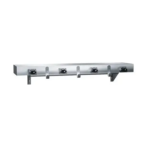 36 in. Surface Mounted Shelf, Utility Hook and Mop Holder Strip with Drying Rod (3 Hooks, 4 Holders)