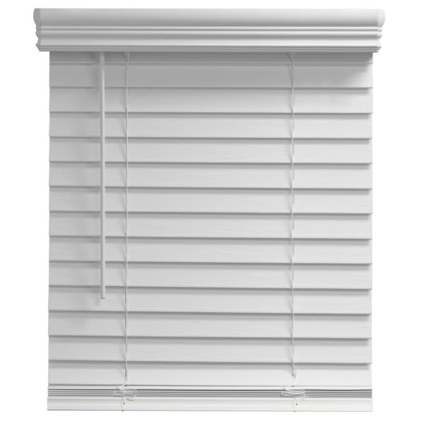Nien Made 10793478533008 Pre-Cut 54 in. W x 60 in. L White Cordless Room Darkening Faux Wood Blinds with 2 in. Slats