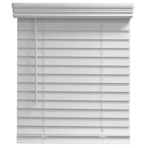 Pre-Cut 22.5 in. W x 48 in. L White Cordless Room Darkening Faux Wood Blinds with 2 in. Slats