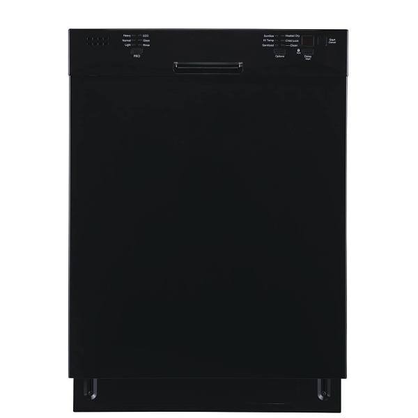 HD Supply-Maintenance Warehouse SDF24P2ABB 24 in. Front Control Dishwasher 2 Rack, 52 dba, Black, with Heavy,Normal,Light ECO,Glass,Rinse Settings