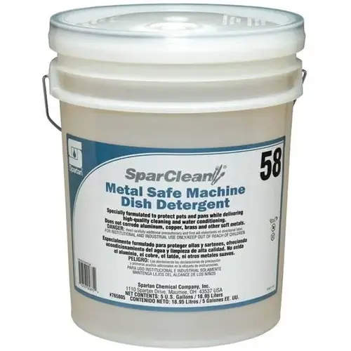 SparClean Metal Safe Machine Dish Detergent 58 Unscented 5 GAL Alkaline Liquid Clear SparClean Metal Safe Machine Dish Detergent 58 Unscented 5 GAL Alkaline Liquid Clear