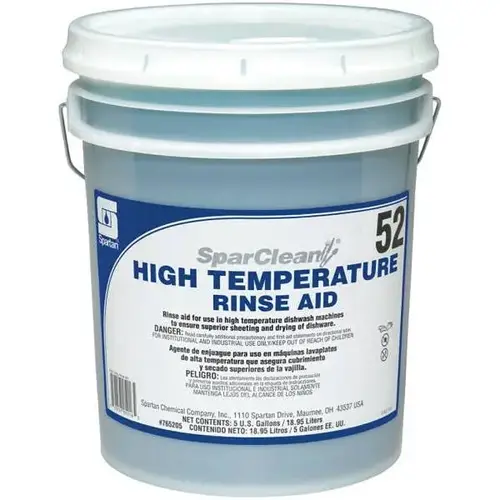 SparClean High Temperature Rinse Aid 52 Unscented 5 GAL Acidic Liquid Teal SparClean High Temperature Rinse Aid 52 Unscented 5 GAL Acidic Liquid Teal