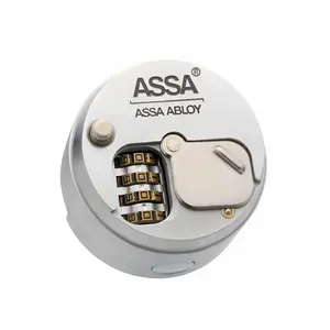 ASSA ABLOY AA-SR400-D Resettable Shackleless Dial Puck Lock 10000 Combinations, 2-7/8" Lock Size Satin Chrome Finish
