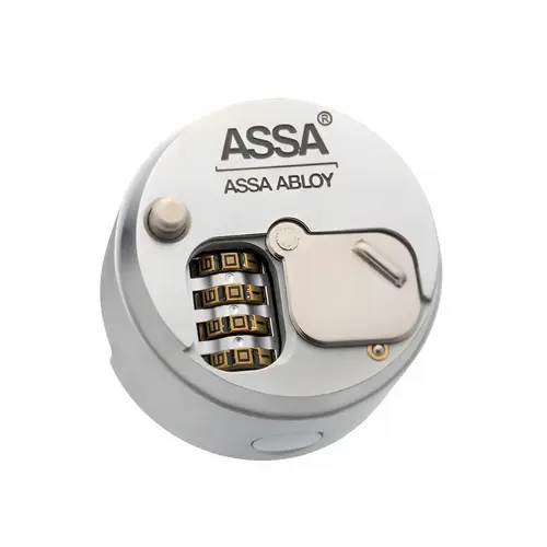 Resettable Shackleless Dial Puck Lock 10000 Combinations, 2-7/8" Lock Size Satin Chrome Finish