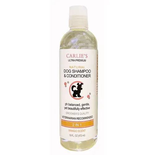 Carlies Ultra Premium Dog Shampoo & Conditioner, Mango Scent For Dogs 16 Ounce